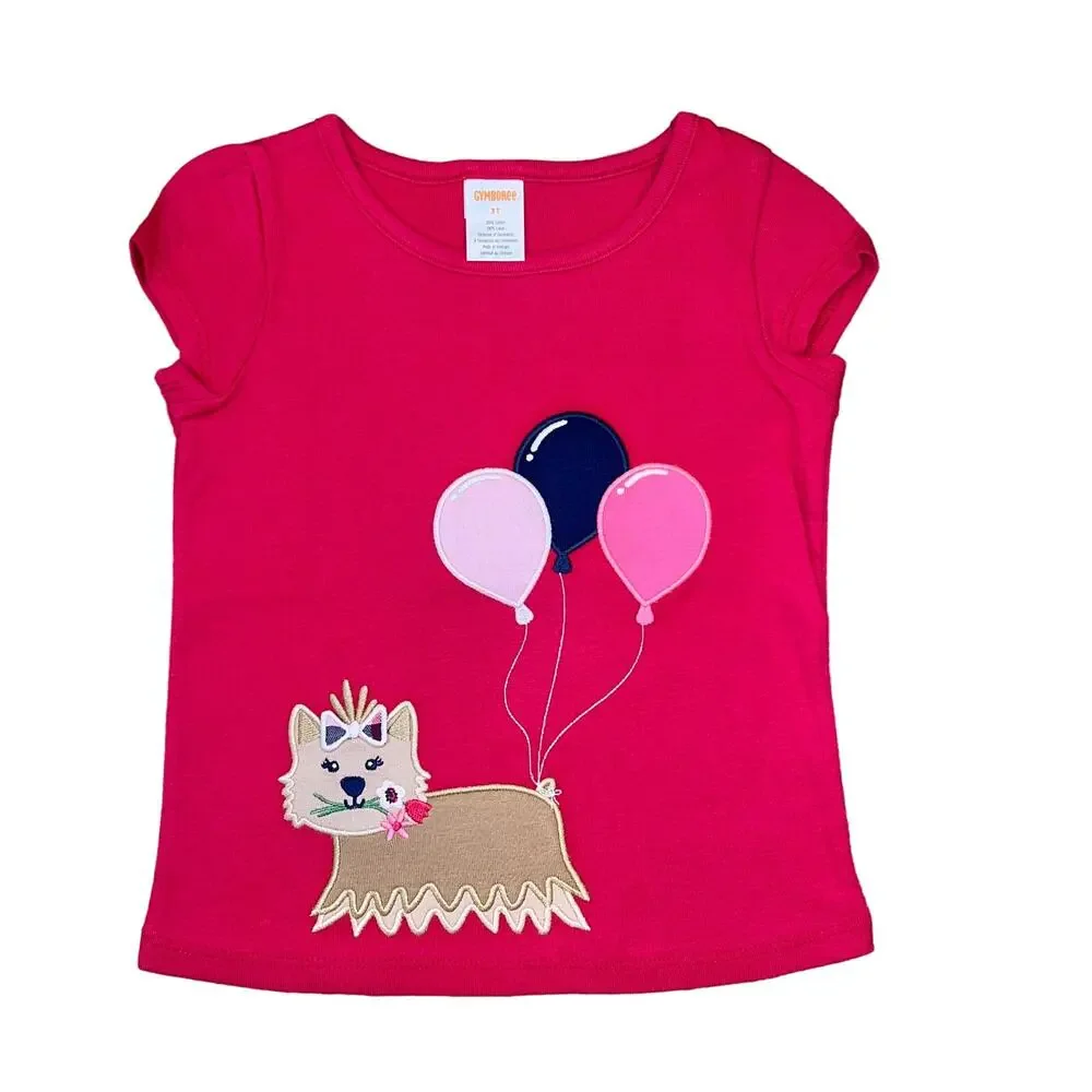 NWT Gymboree Pink & Navy Embroidered Puppy Top & Plaid Tiered Skort -SIZE 12-18M